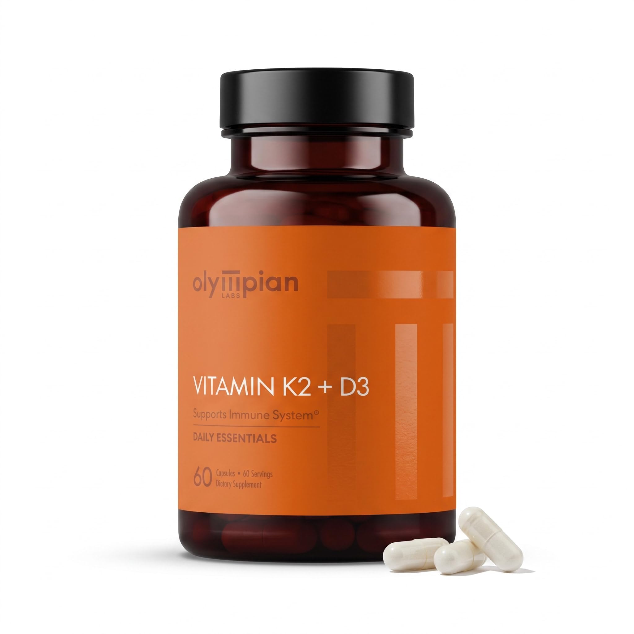 Olympian Labs Vitamin K2 + D3, 60 Servings, Supports Immune System, Bone and Heart Support, 60 Vegan Capsules 60 Count (Pack of 1)