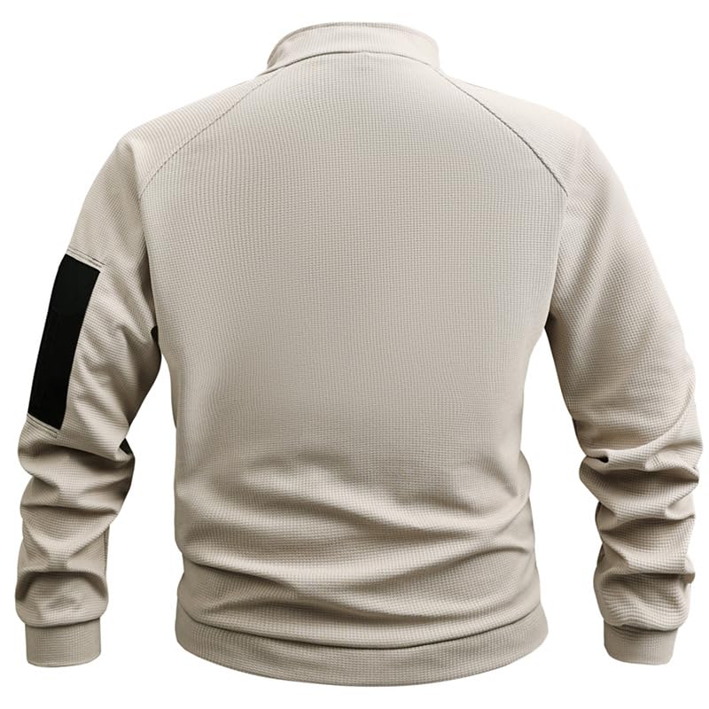 Men's Sweater Solid Color Long Sleeve Warm Sweatershirt Stand Collar Loose Outdoor Tops2