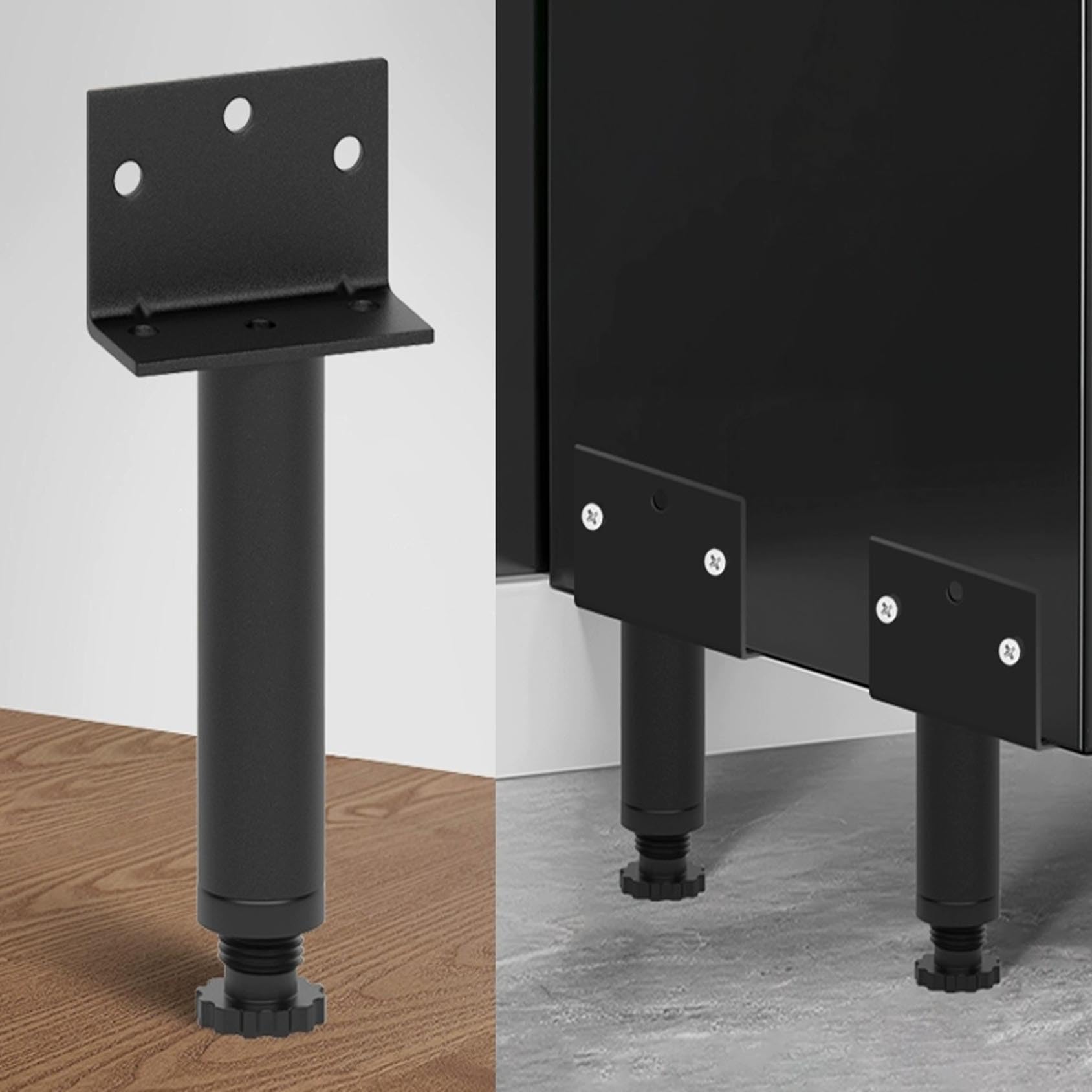 Patas ajustables de metal negro para muebles, paquete de 4 unidades de 30 cm de altura para sofá, cama, armarios, mesitas de noche y muebles de baño, patas de repuesto duraderas y elegantes
