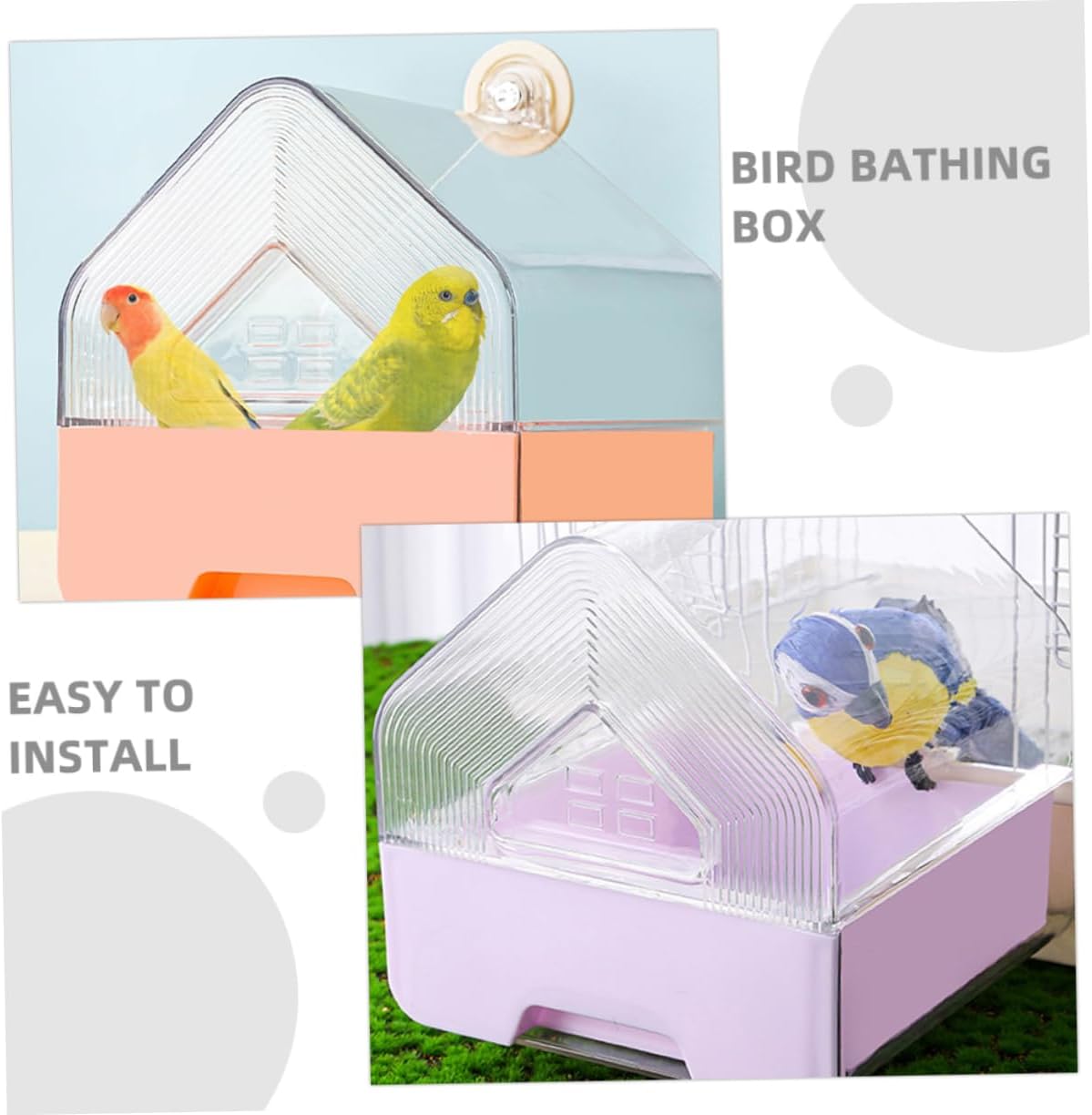 2PCS Bird Bath for Parakeets and Cockatiels Drawer Style Hanging Bird Shower Tub for Birdcage Bathing and Cleaning