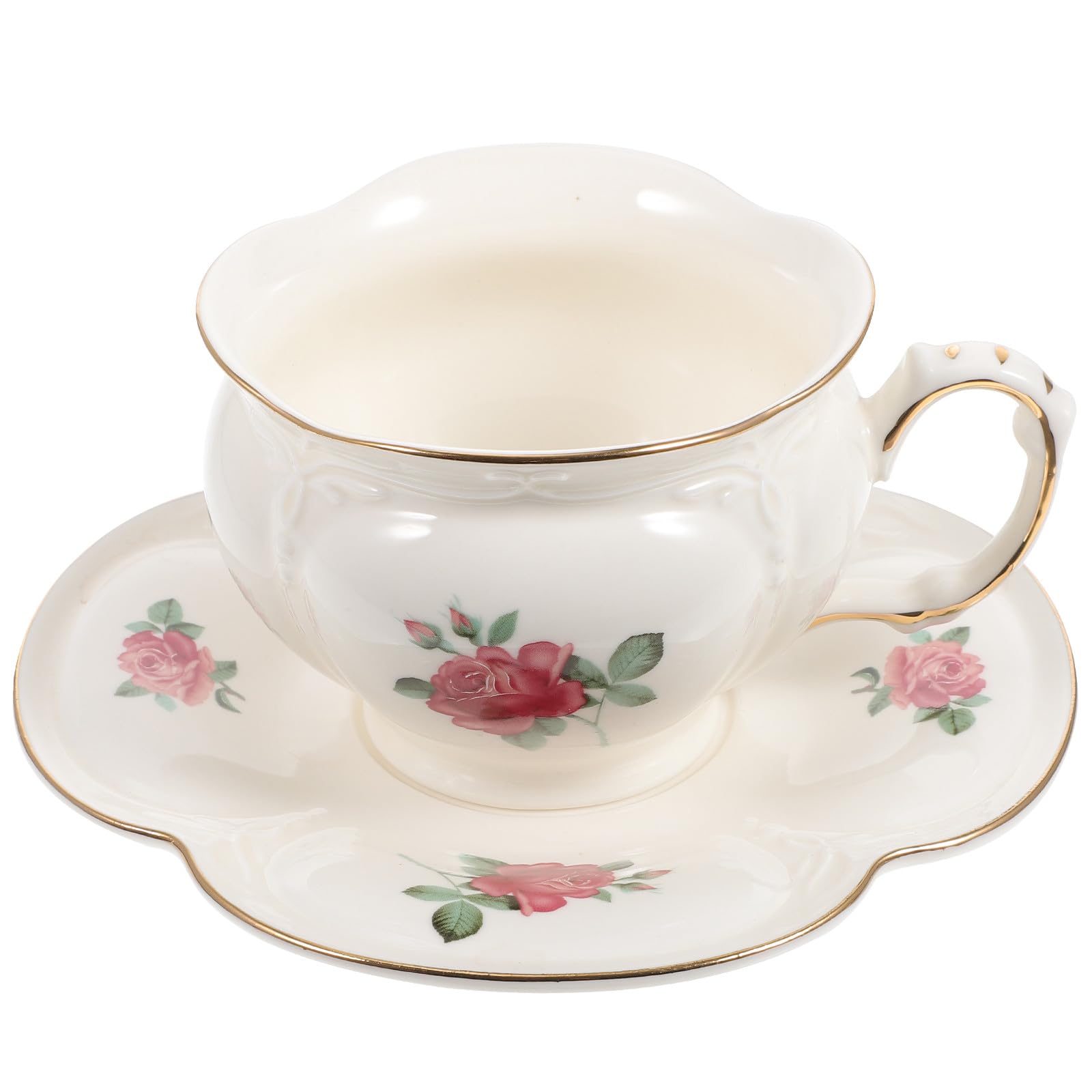 Beavorty Juego de Tazas de Café Tapa y Platillo, Cerámica Resistente, para Uso en Cocina Obsequio para Familia y Oficina