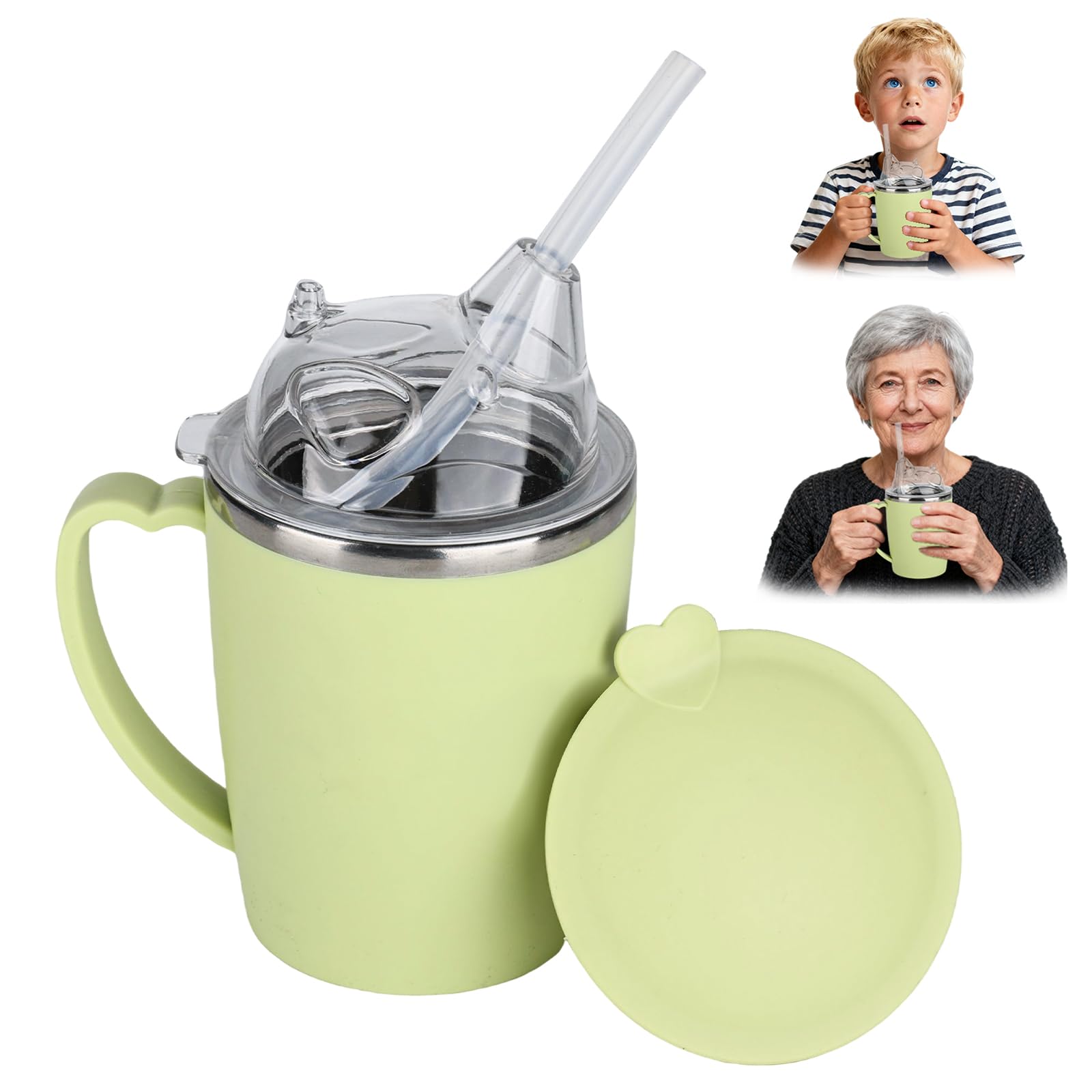 350ml Tazza con Beccuccio per Adulti, 3-in-1 Bicchiere con Cannuccia Per Anziani, Bicchiere per Disfagia, Per Anziani, Disabili