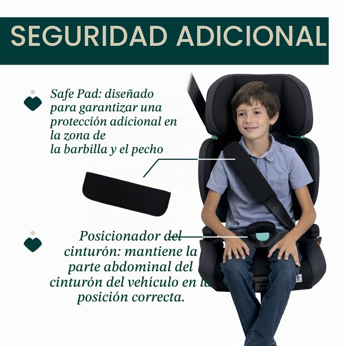 Chicco, Quizy i-Size, Silla de Coche para Niños 3-12 Años (100-150 cm), Instalación Fácil con Sistema Isofix, Reclinable, Ajustable en Altura, con Reposabrazos Acolchados y Asiento Cómodo, Negro