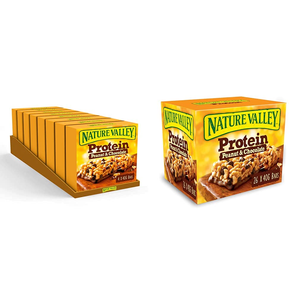 Protein Peanut & Chocolate Gluten Free Cereal Bars 4 x 40g (Pack of 8, total 32 Bars) & Protein Peanut & Chocolate Gluten Free Cereal Bars 26 x 40g
