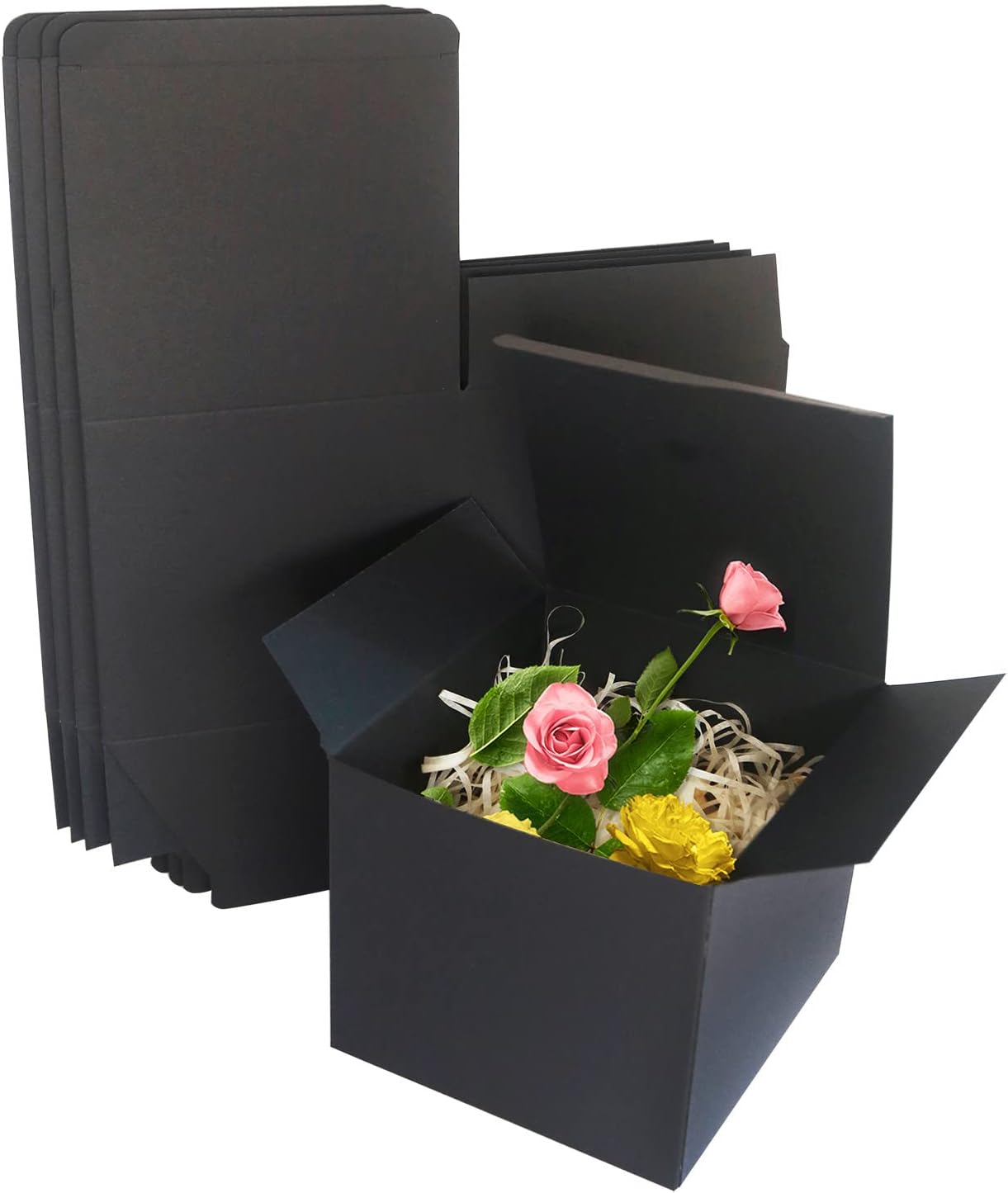STRBOXONG Black Kraft Gift Boxes, 130x130x130 mm Small Empty Gift Boxes