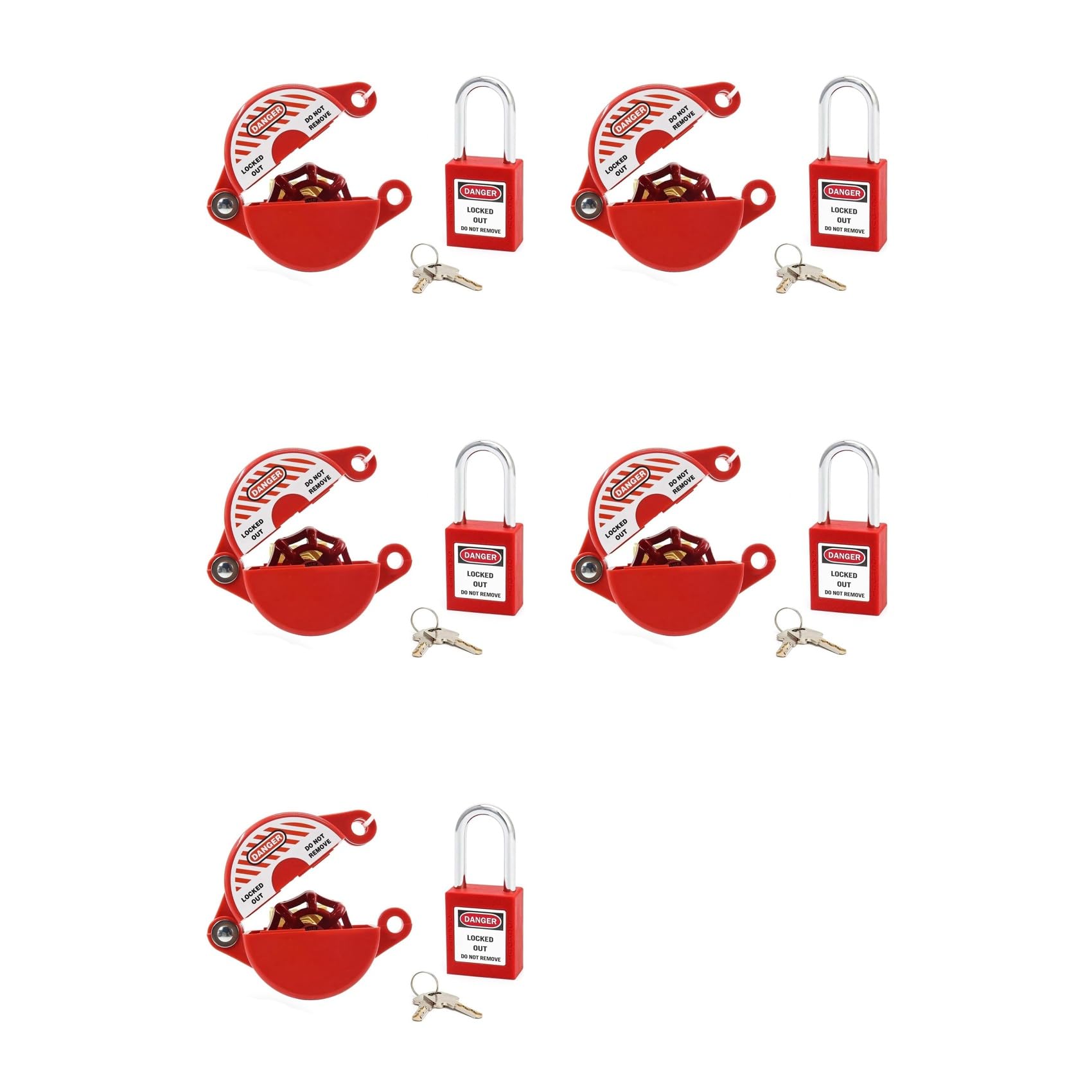 Jnchdghwa Red 5X Faucet Lock With Safety Padlock - Water Spigot Lock, Hose Bib Lock For 1 To 2-1/2 In Dia Valve Handles, Faucet