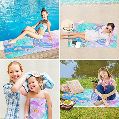 Pinata Mermaid Beach Towel Girl Oversized Kid Adult Towel Quick Dry Microfiber For Swimming Pool Bath Travel Outdoor Camping Multi-Use Colorful Mermaid Tail Wrap Towel Gift For Teens Women 30"X 60 Inch thumb #4