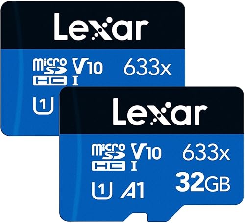 Lexar Tarjeta micro SD 633x de alto rendimiento de 32 GB (paquete de 2) con adaptador SD, UHS-I, C10, U1, A1, video Full HD y 4K, lectura de hasta