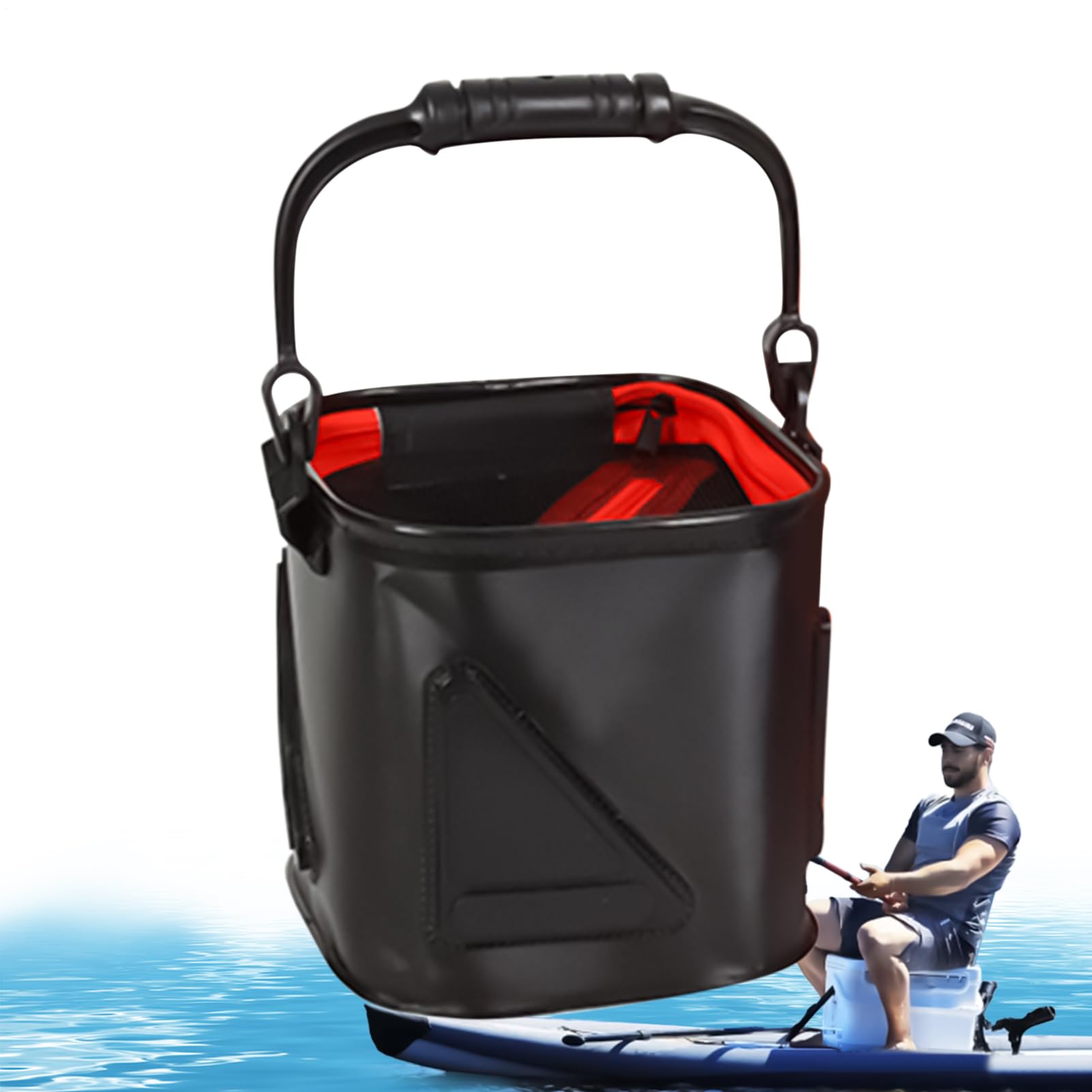 Cubo de pesca plegable para organizar aparejos en lago y río