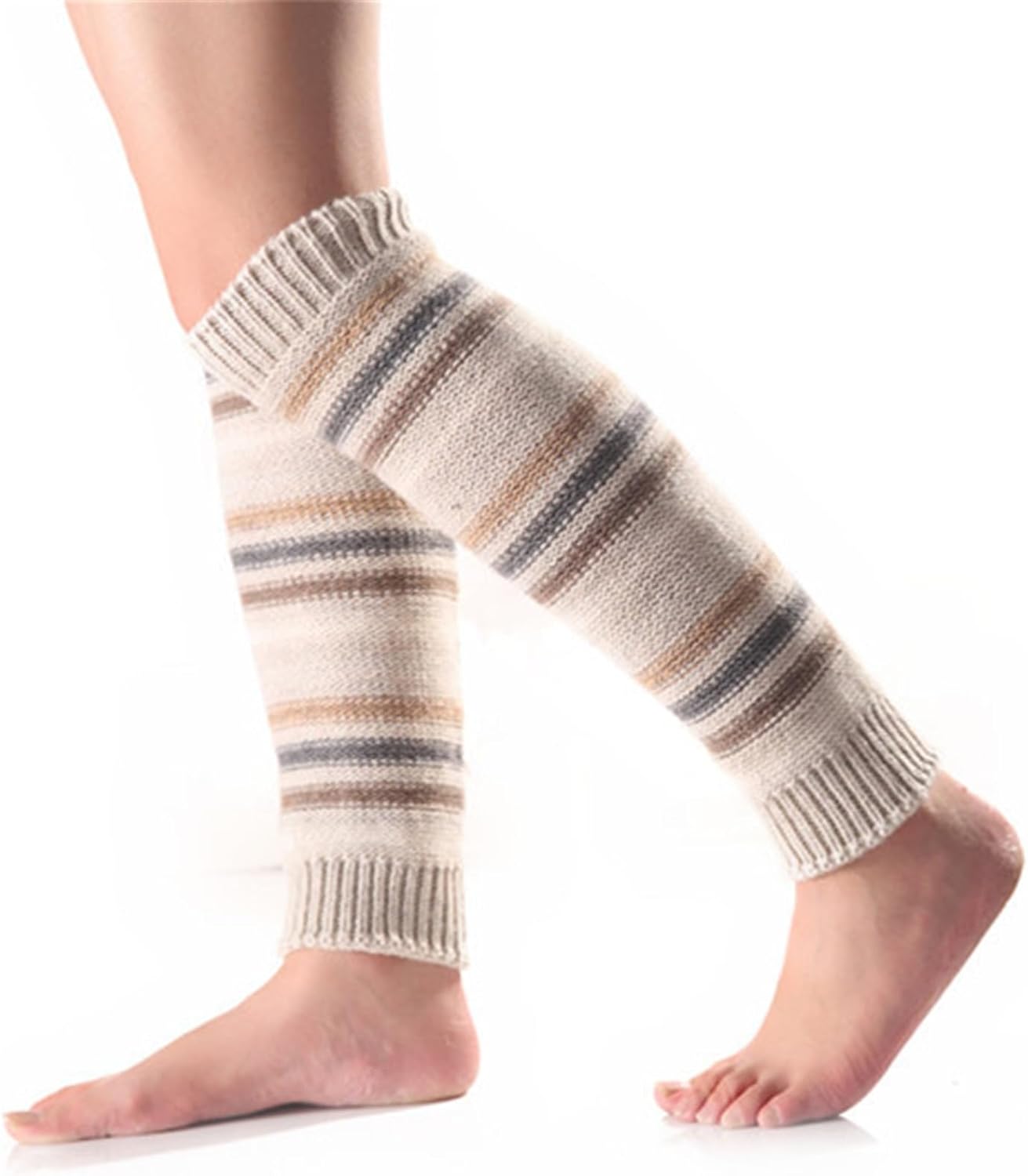 [XILIT] レッグウォーマー レディース ストライプ ブロッキング レディース ニット ウォーム ソックス カバー ブーティ レ