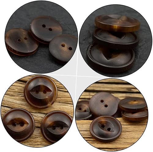 Miniatura 5 de EXCEART 30 piezas de botones de cuerno, suministros de costura, botones de botón de cintura fina, repuesto para ropa, botones de espalda plana,