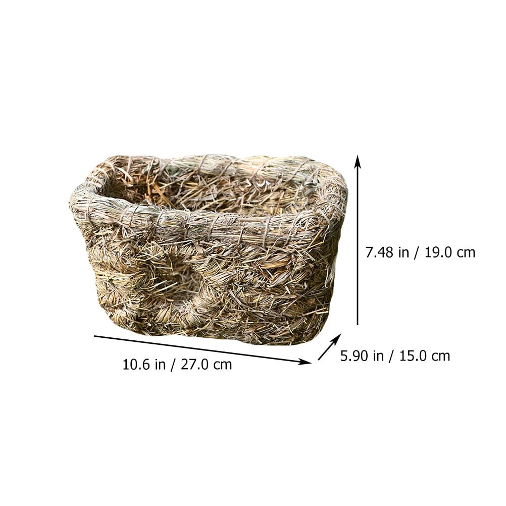Mipcase Handwoven Small Animal Hideout: Dual Port Woven Grass Bed Woven Hideout Toy Seagrass Hideaway Small Animal Nest Bunny Seagrass Mat Bed Woven Sleeping House Grass - Image 2