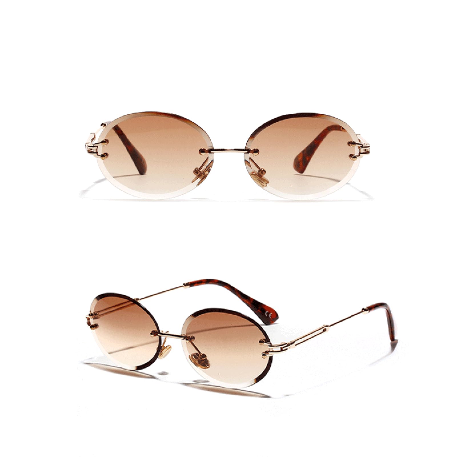 Gafas de sol con protección UV400 | Lentes ovalados degradados de metal | Para mujeres, hombres, deportes al aire libre y conducción