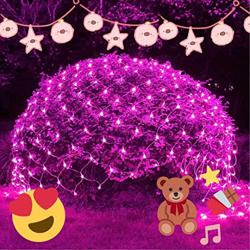 JMEXSUSS 200 LED Net Lights Outdoor, Pink, 9.8ft x 6.6ft, Plug in