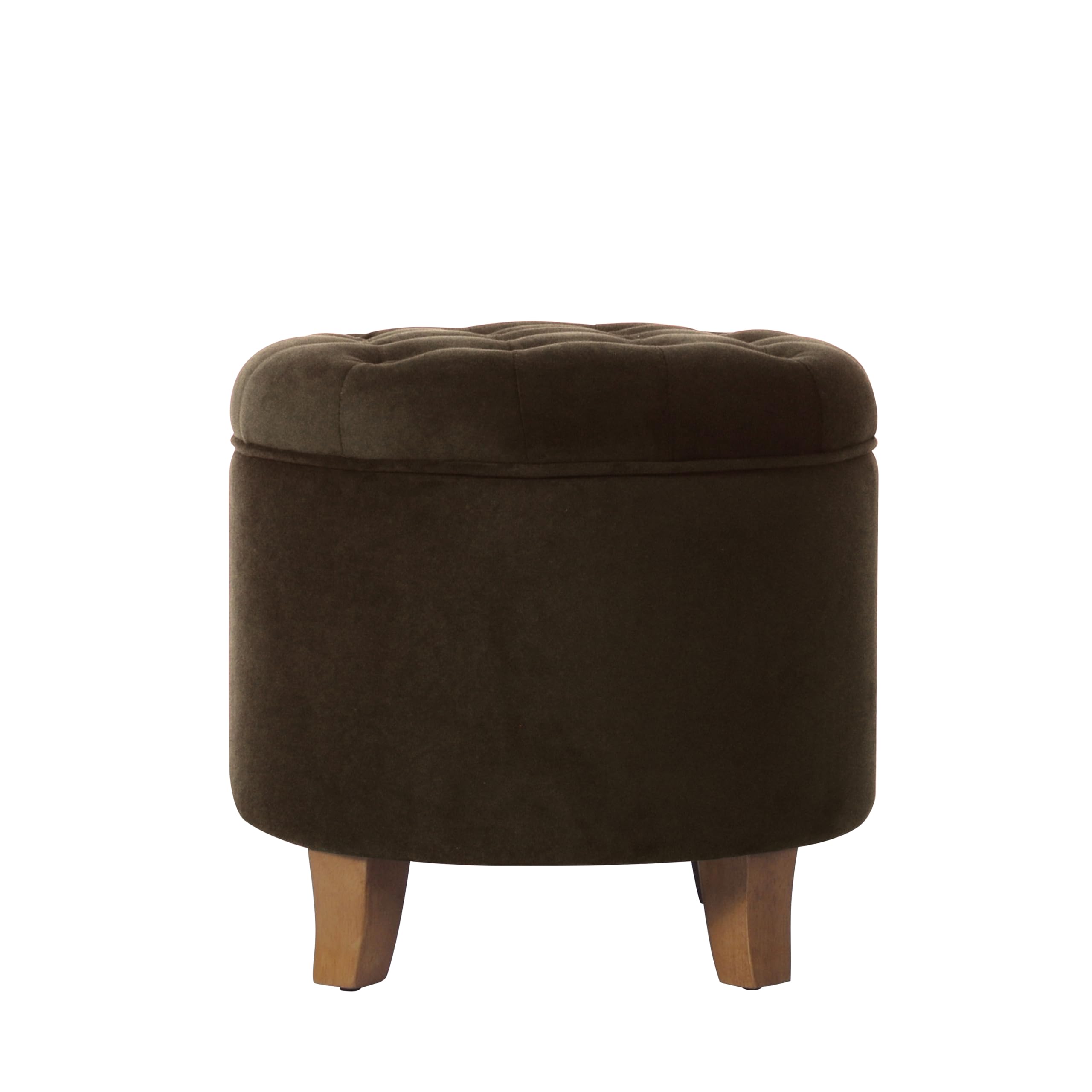 HomePop 19" Velvet Button Tufted Round Storage Ottoman - Brown Velvet