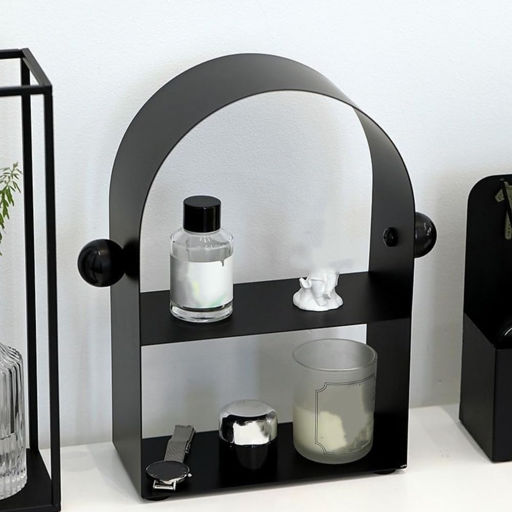 Heavy-Duty Metal Storage Rack - Small Cup Holder Countertop Display Stand, Organizer Shelf for Bathroom & Living Room, Durable & Stylish Storage Solution