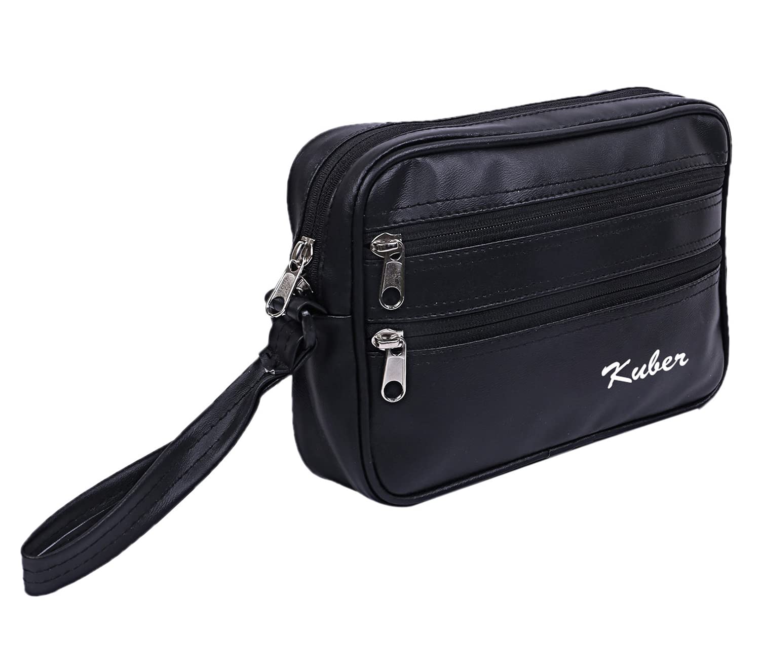 Kuber Industries Multiuses Soft Lether Messenger Bag/Toilerty Bag For Travel, Office, Business (Black) 52KM4010-picture-11