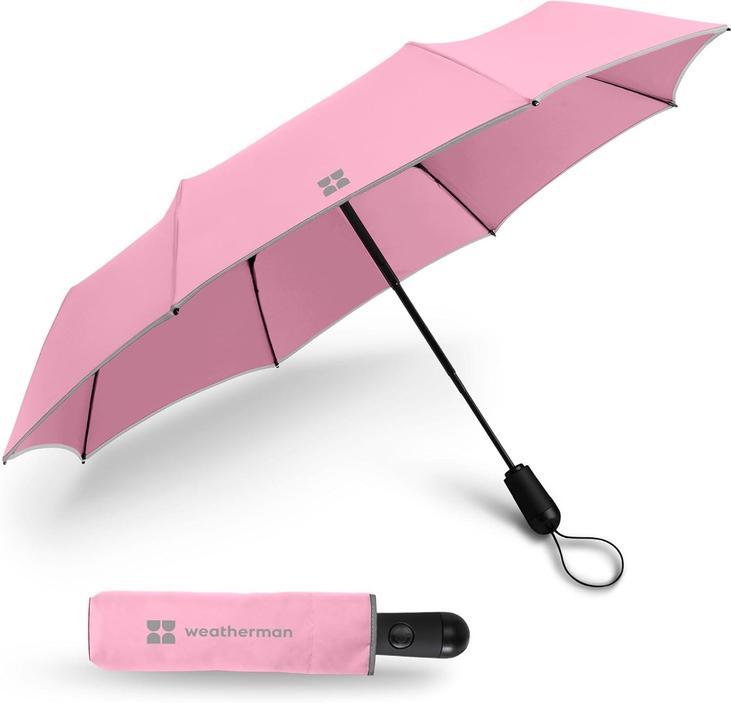 Weatherman Umbrella - Premium Small Compact Mini Umbrellas for Traveling - Windproof Umbrellaas Resists Up to 45 MPH Winds - Traveling Umbrellasa for Rain, Wind, Purse, Pocket, Backpack, Car - Portable Travel Umbrellas Easy Auto Open Close w/ Strong Fiberglass Frame