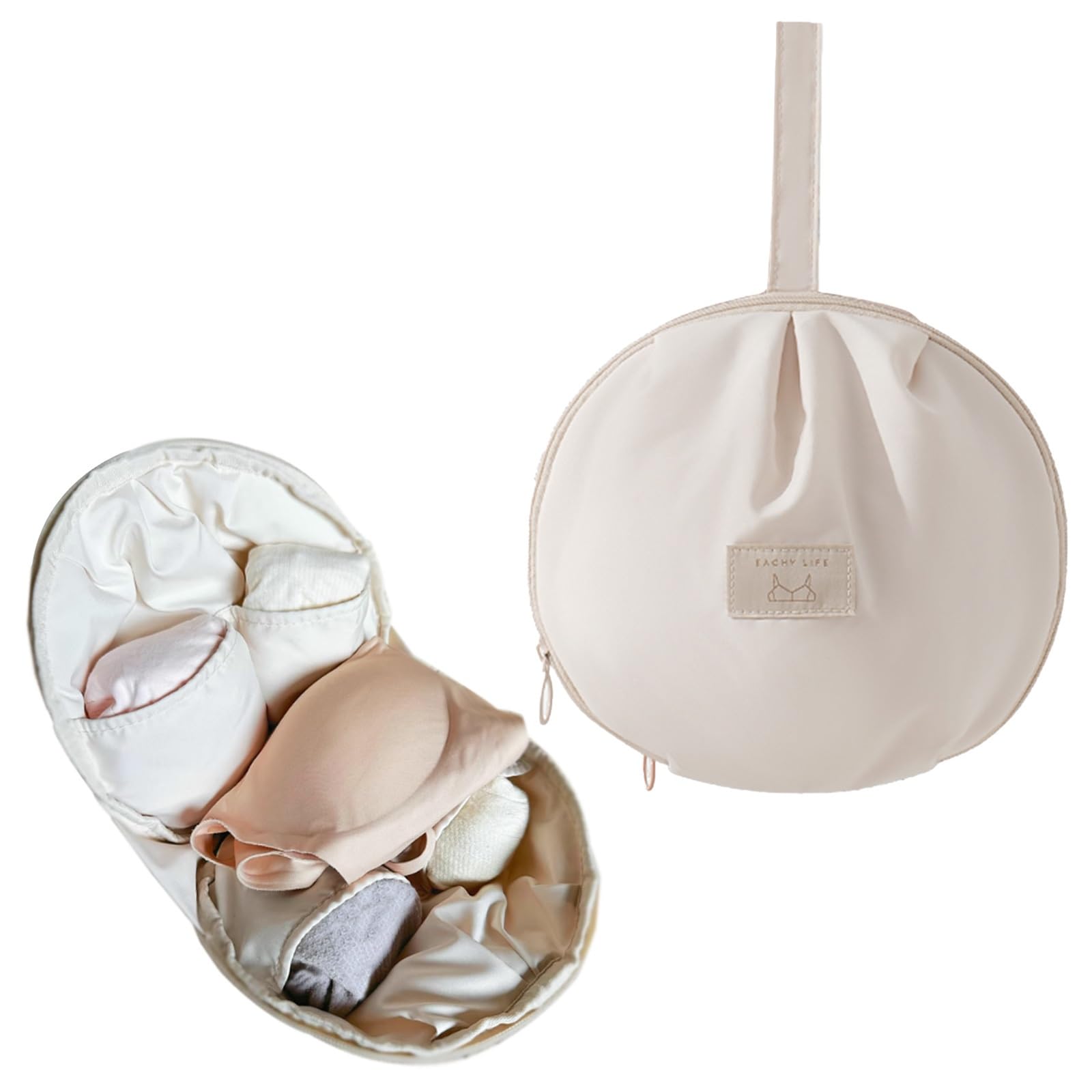2 Copriabiti per Biancheria Intima, Custodie per Abiti Sferici per Bra, in Tessuto Oxford, Portatili, per Piccoli Indumenti(White,24x15x21cm/9x6x8in)