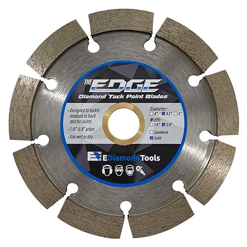 Miniatura 5 de Hoja de punta de diamante de 4 pulgadas para extracción de juntas de mortero, hoja única, ancho de segmento de 14 pulgadas, eje de 78 a 58 pulgadas
