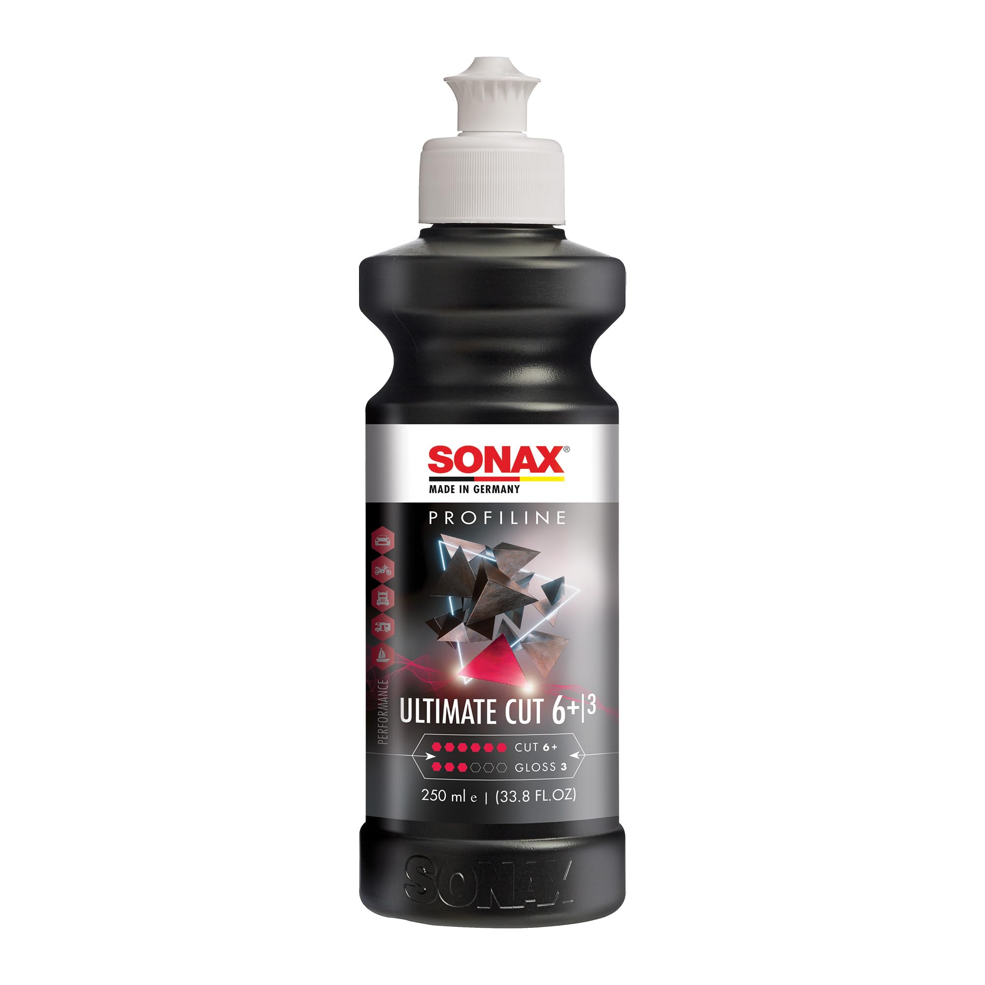 SONAX Profiline Ultimate Cut – 250 mL Professional-Grade Fast-Cutting Compound for High-Performance Paint Correction – Removes P1000 Grit Sanding Marks and Severe Paint Defects – Silicone-Free Formula