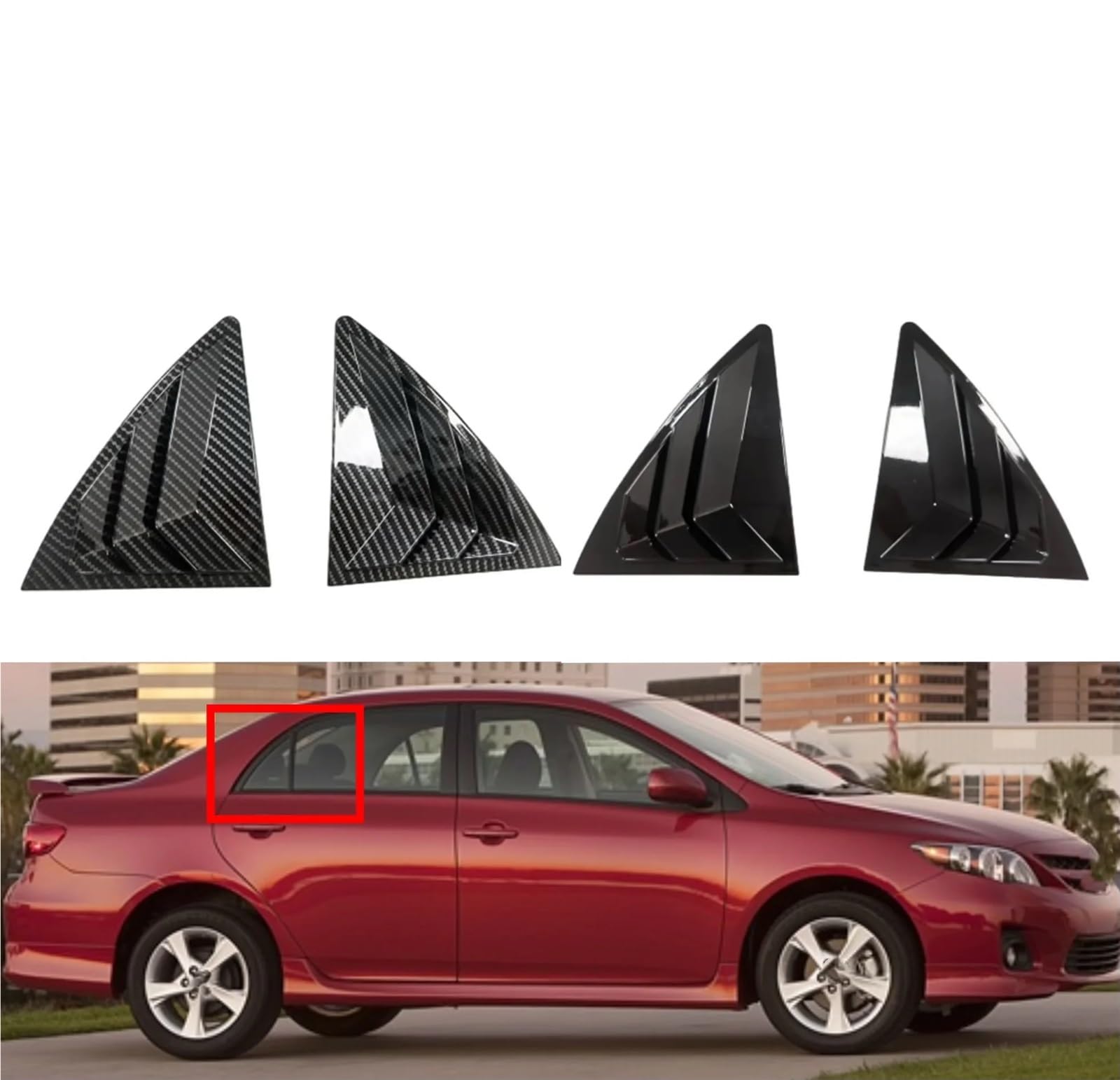 Spoiler Migawki Tylnej Szyby Pasuje do Toyoty Corolli 2007-2013, naklejki na tylną żaluzję, boczną osłonę okna, wlot powietrza ABS(Carbon)