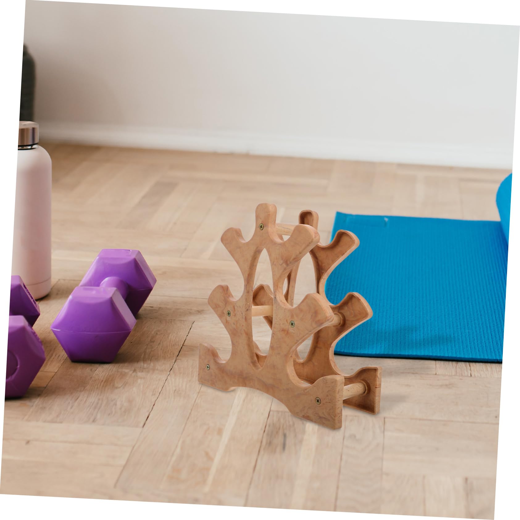 Support à Haltères En Bois POPETPOP – Compact, élégant, Montable, Compatible Haltères De Différentes Tailles