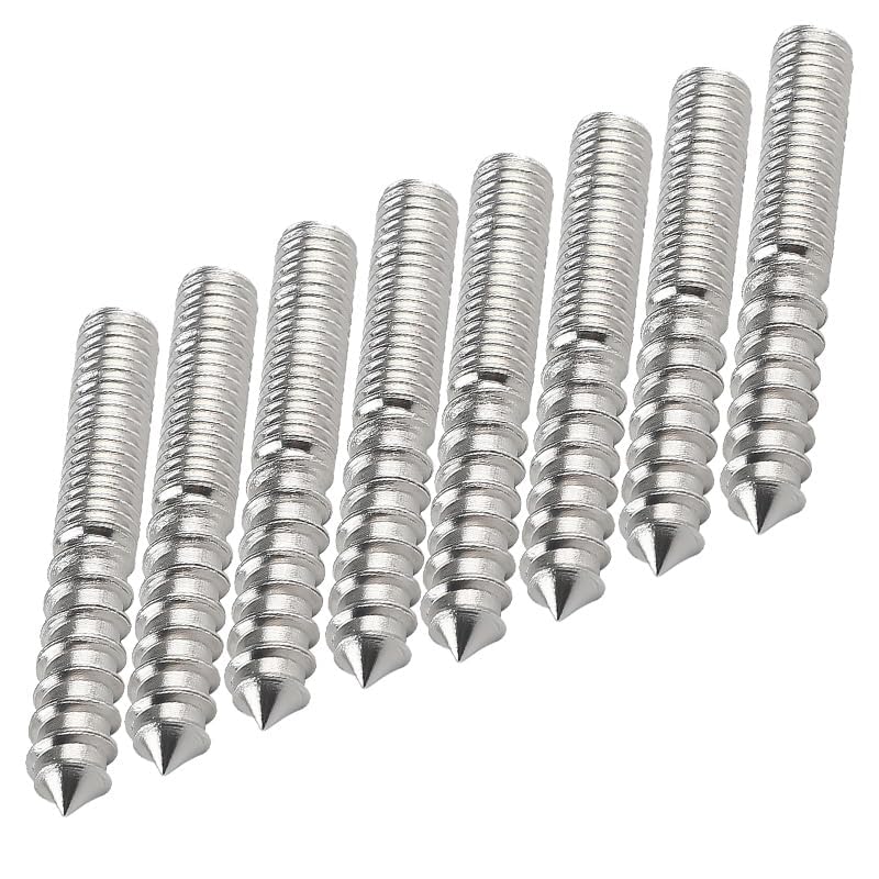 8Pcs M8x60mm Double-Ended Threaded Bolts - Stainless Steel Dual Head Screws for Furniture Assembly, Wood Joinery & DIY Fixings