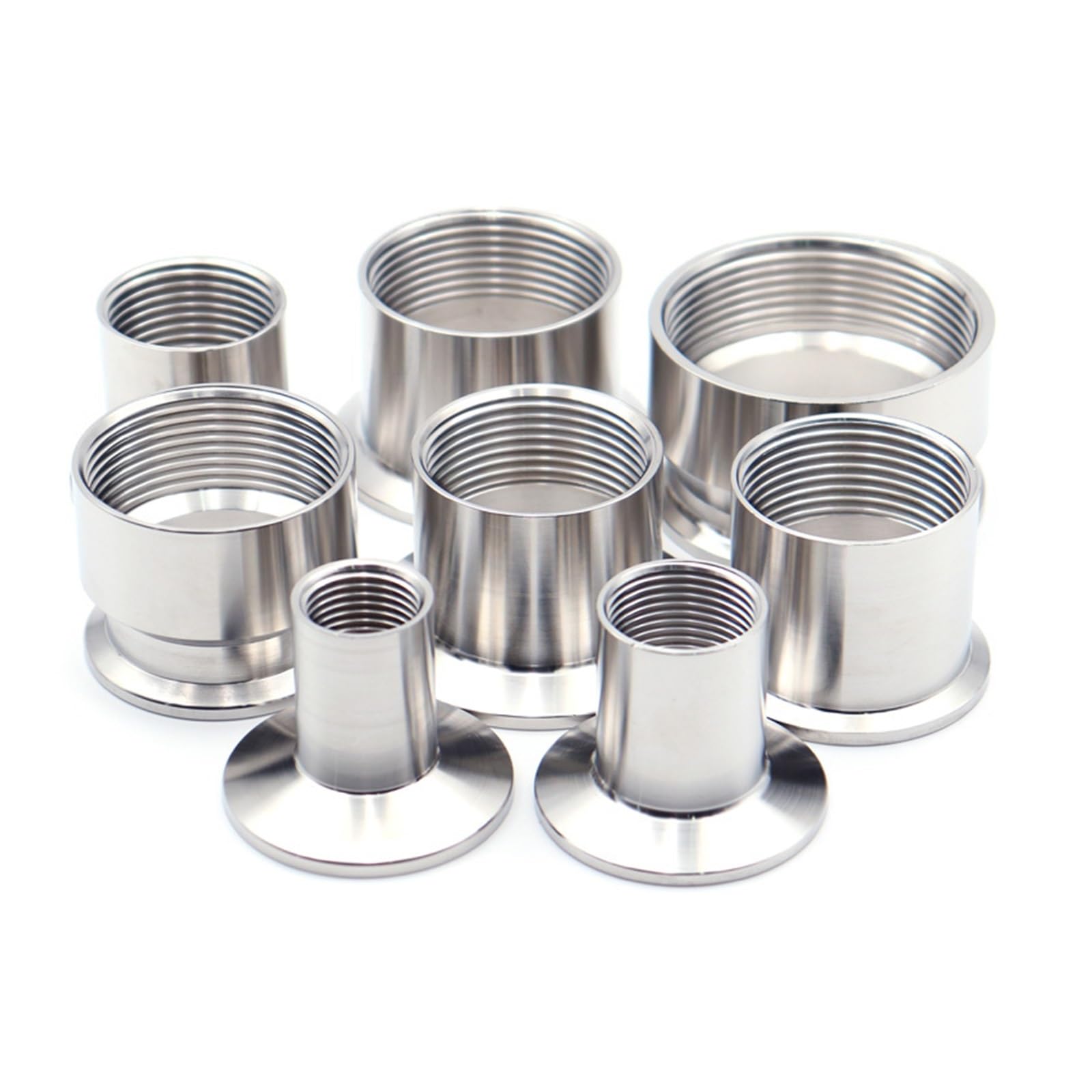 LIUCH 1/4" 1/2" 3/4" 1" Dn15 DN20 DN25 DN32 DN40Bspt Female Thread Sanitary SS304 Stainless Steel Pipe Fittings TriClamp Adapter(DN15 Ferrule50.5mm)