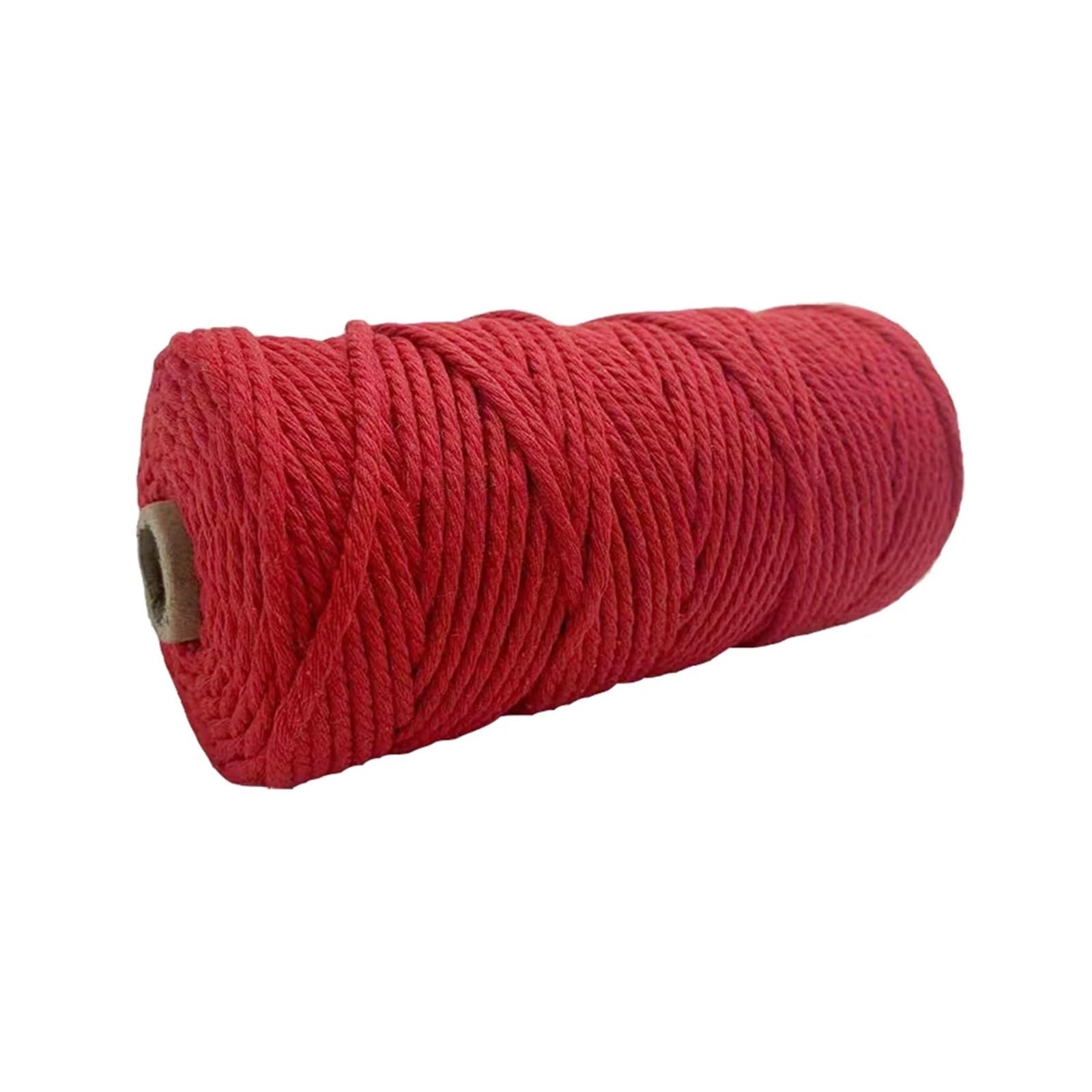 Bawełniana linka rzemieślnicza, 3mm sznurek bawełniany sznurek do makramy 110 metrów wielokolorowe materiały dekoracyjne do samodzielnego wykonania(Red)