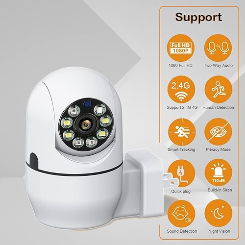 Miniatura 2 de Tecdigbo Cámaras de seguridad para el hogar con enchufe, cámara de seguridad inalámbrica para interiores, vista de 360 2.4G, cámara para el hogar HD