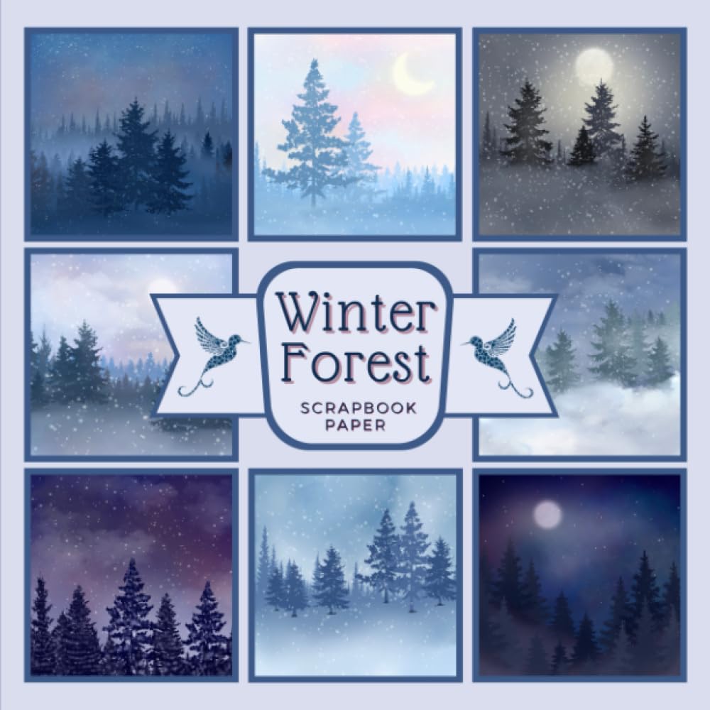 Winter Forest Scrapbook Paper: Watercolor Landscapes of Misty Trees And Snow, Against Beautiful Magical Skies. For Papercraft, Scrapbooking and Decorative Crafting, Size 8.5 x 8.5 inches.
