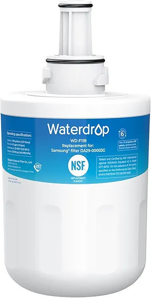 Waterdrop Replacement for Samsung® DA29-00003G, DA29-00003B, DA29-00003A, Aqua-Pure Plus, HAFCU1, RFG237AARS, FMS-1, RS22HDHPNSR, RSG257AARS, WSS-1 Refrigerator Water Filter, 1 Filter