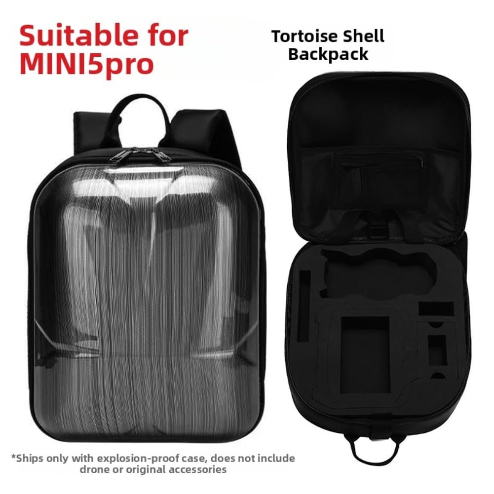 Zaino rigido, custodia per il trasporto del drone, borsa portaoggetti in PVC per DJI Mini 5 Pro, zaino da viaggio impermeabile antiurto con doppia cinghia, nero