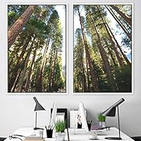 2 Piece Framed Canvas Wall Art Brown Forest Canvas Prints Home Artwork Decoration for Living Room,Bedroom - 16