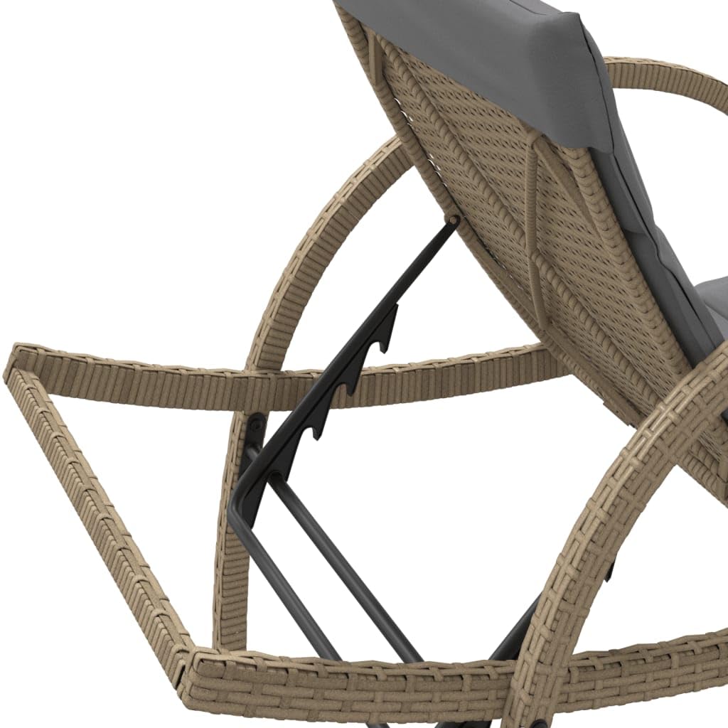 Leżak plażowy beżowy 60 x 199 x 42 cm polirattan