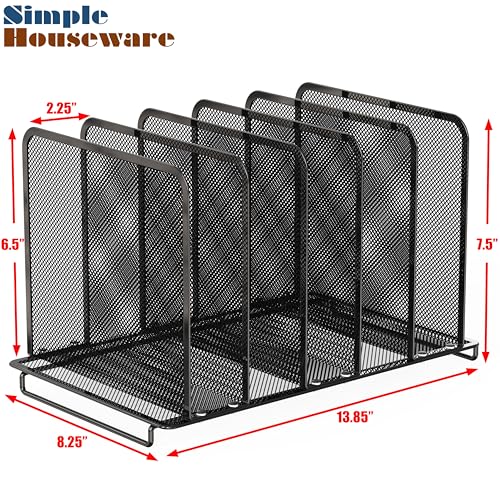 Simple Houseware Desk File Folder Expandable Sorter with 5 Section Upright, 2 Pack, Black image 4