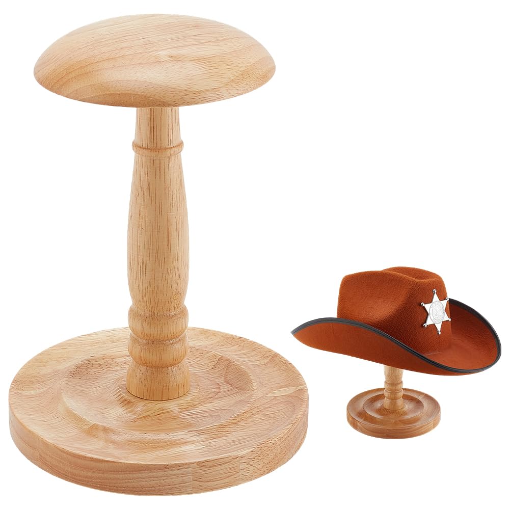 PH PandaHall Tisch-Hutständer Aus Holz Hut Display Cowboyhut-Halter Perückenständer Kuppelform Hutständer Rustikale Hutablage für Baseballkappe Hut Showcase Store Einzelhandel Verkäufer 16.5x22.3cm
