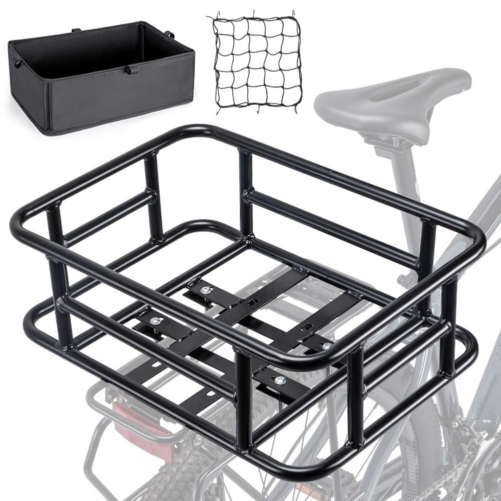 Panier arrière de vélo grande taille avec doublure en filet de cargaison