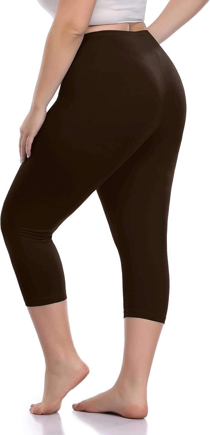 Women's Soft Capri Leggings Lightweight Cropped Leggings 3/4 Stretch Capris Yoga Pants - Rug & Plus - Image 5