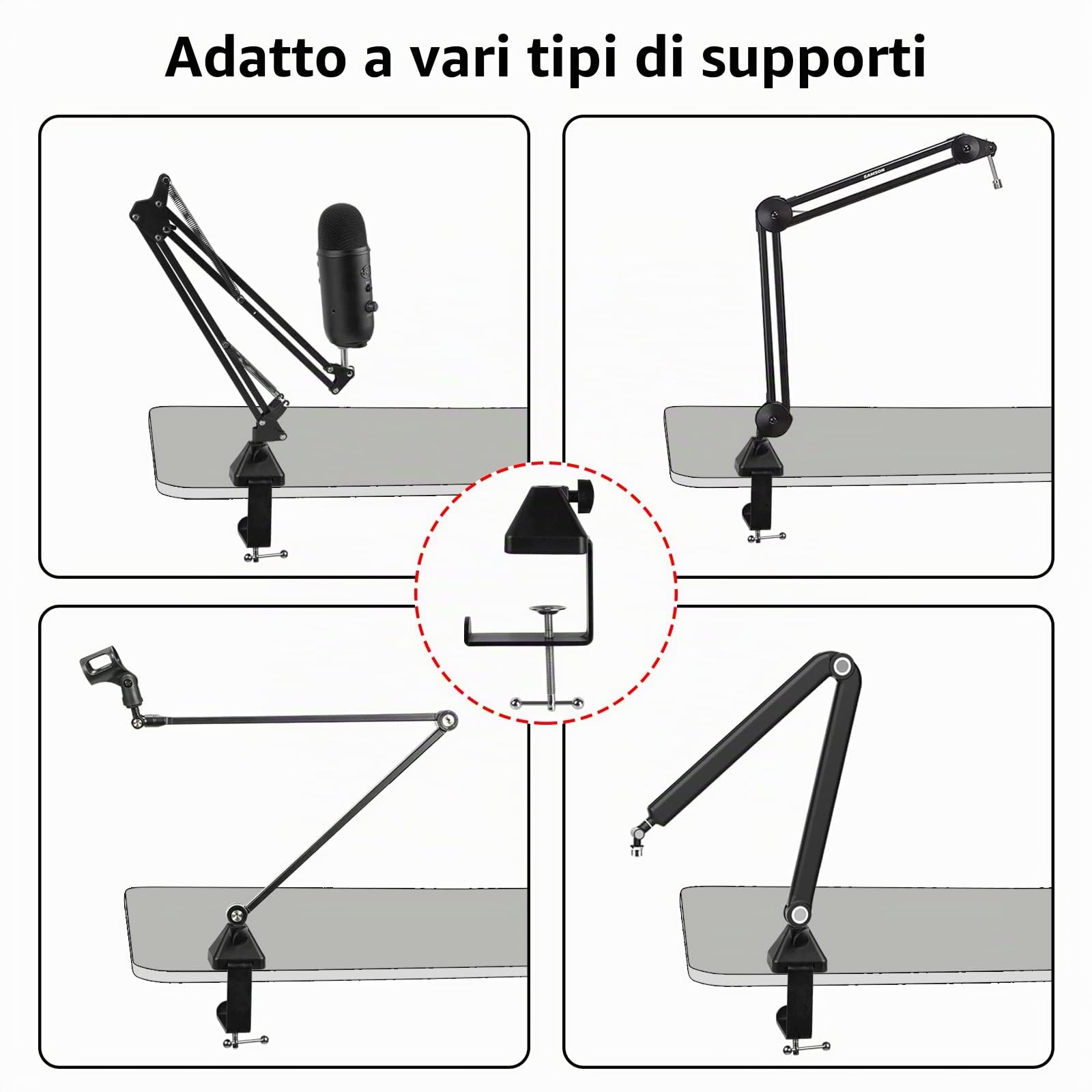 Geekria for Creators - Morsetto per microfono da scrivania, morsetti per asta regolabile per microfono compatibile con Rode PSA1+, TONOR T20, Aokeo AK-35, InnoGear braccio microfono