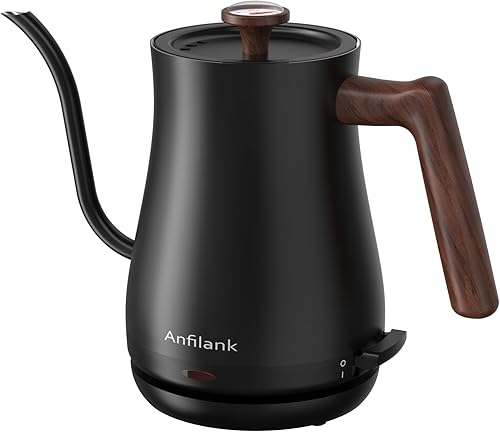 Gooseneck Electric Kettle with Thermometer, 0.8L Small Electric Tea Kettle, 1200W Fast Heat, Precision Pour for Coffee & Tea, Auto Shut Off & Dry
