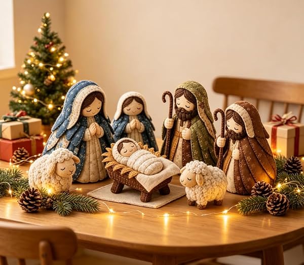 DIY Patchwork Nativity Scene Sewing Kit Christmas Fabric Set, Religious Handmade Ornament, Christmas Fabric Set - 4