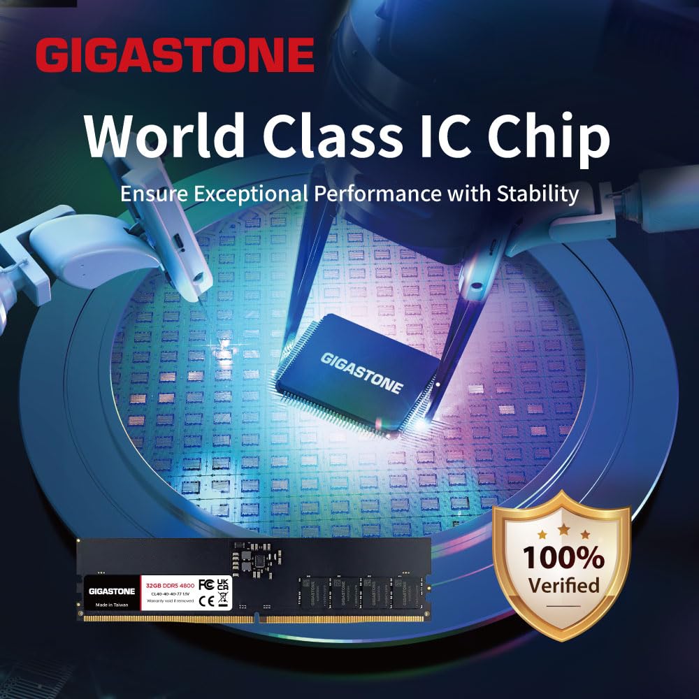 DDR5 RAM】 GIGASTONE 64GB Kit (2x32GB) DDR5 4800MHz PC5-38400 CL