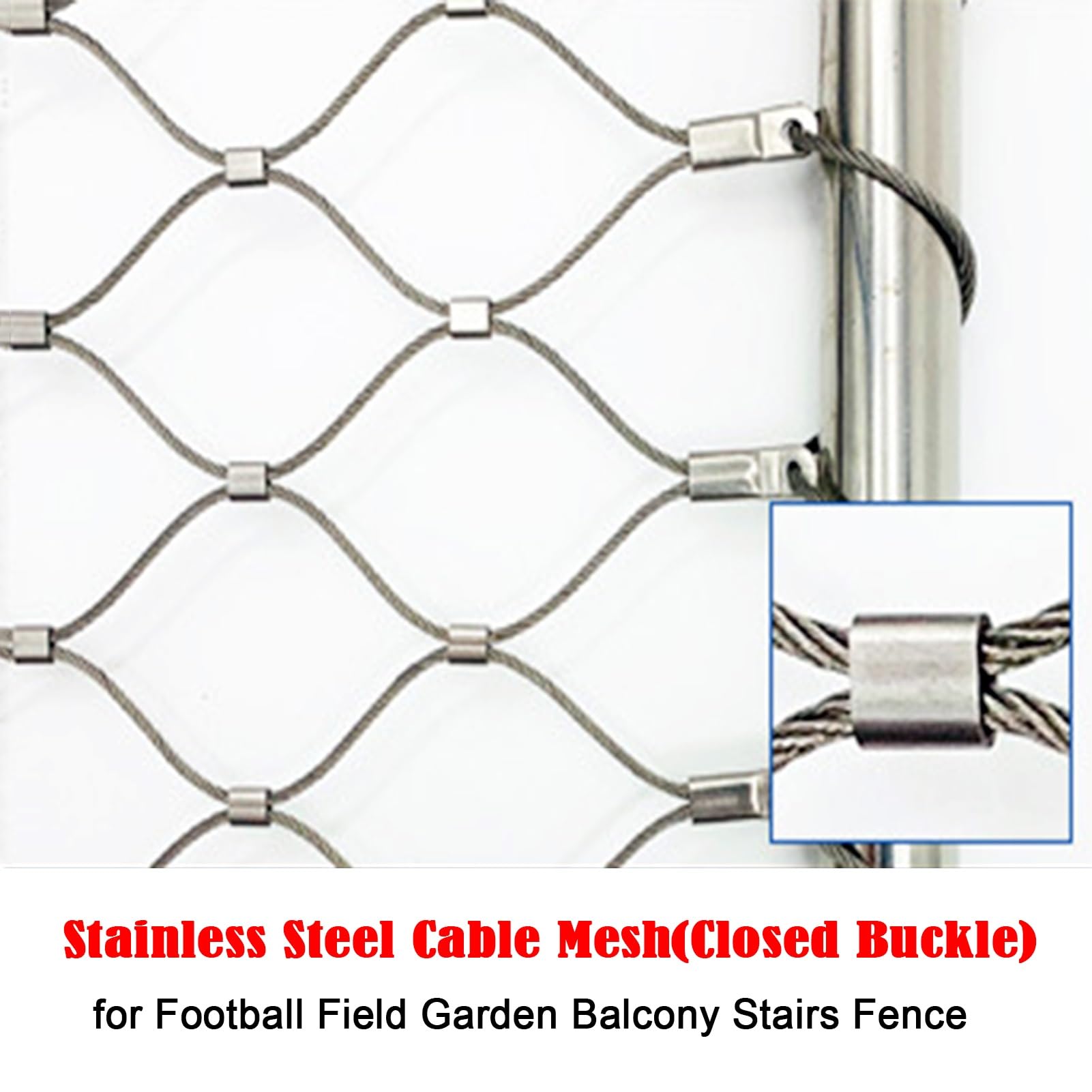 Rete di sicurezza in acciaio inox 2,4 x 2,4 m – Reu 304 Mesh per la costruzione di recinzioni da giardino e la protezione degli animali – Rete di protezione anticaduta per uso esterno