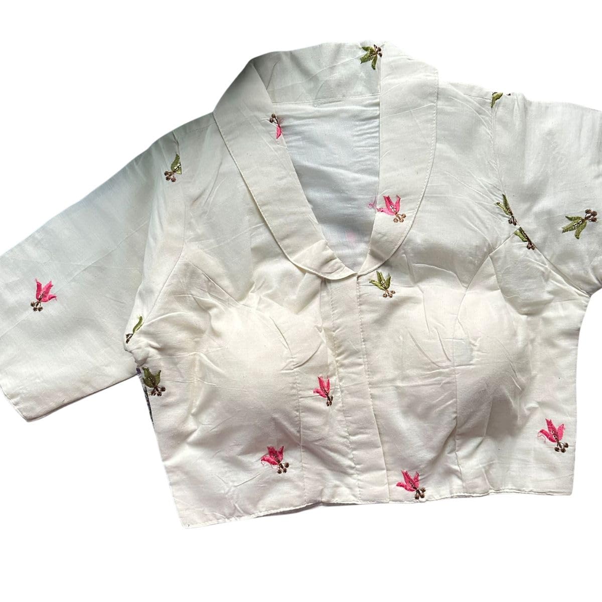 panday cloths Pure Khadi Cotton Blouse Front Open Hook Design Readymade Sleeve 12 Inch Ready Size 38 Alteration Up to 42 Comfortable Breathable Fabric Daily Use (Only Blouse)-picture-19