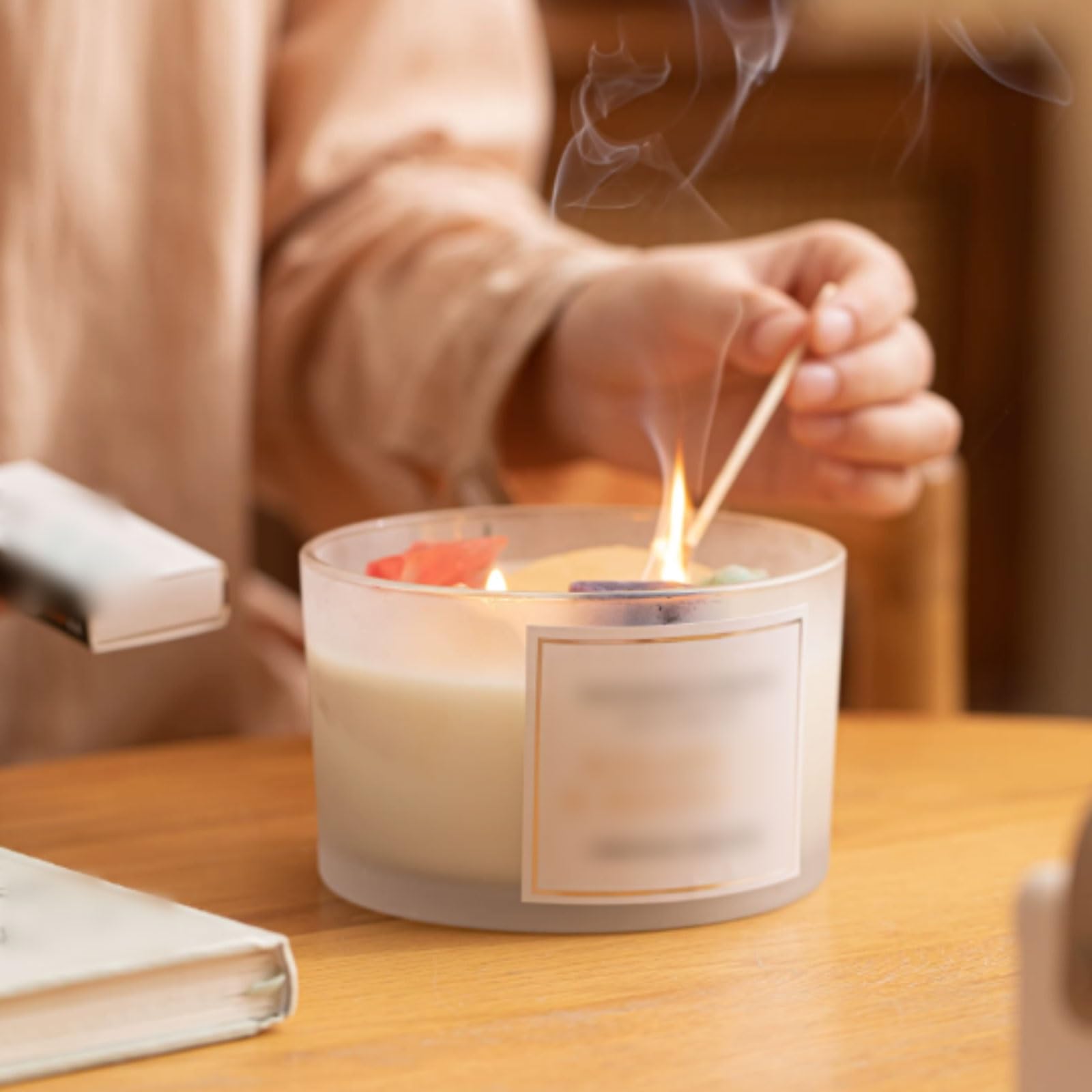 Exquisito Velas de vidrio hechas con cera de soja y aceites esenciales, velas en tarro de maracuyá y papaya, de larga duración, perfumadas for el hogar, 16oz meloso