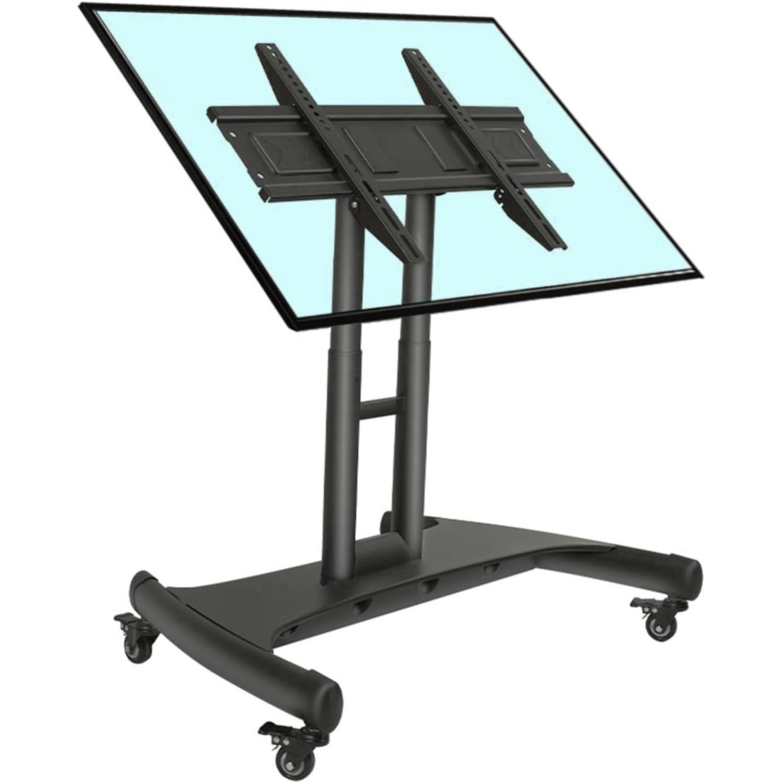 HPTHLY Portable Tv Floor Stand - Mobile Tv Cart Stand With Wheels, Low Height Monitor Cart, For 32-75 Inch Flat Curved Screen Tv, Height Adjustable Tv Mount, An Withstand 50Kg/110Lbs