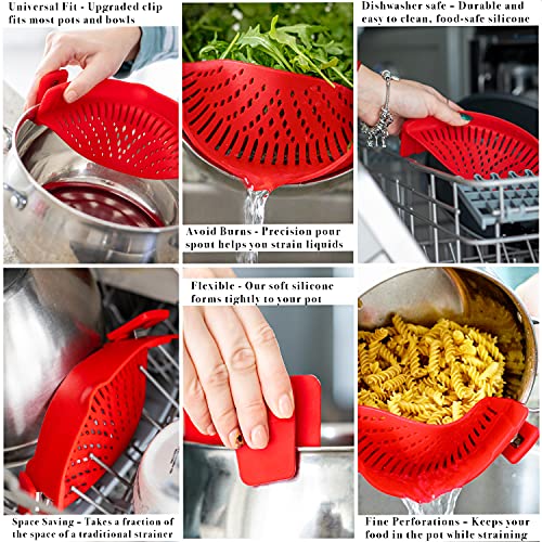 Clip On Pasta Strainer Silicone - Universal Fit For All Pots And Bowls | Snap On Drainer For Pasta, Meat, Vegetables, Fruit | Silicone Colander For Kitchen | Easily Drain Food | Space Saving By Arlig #TOP2