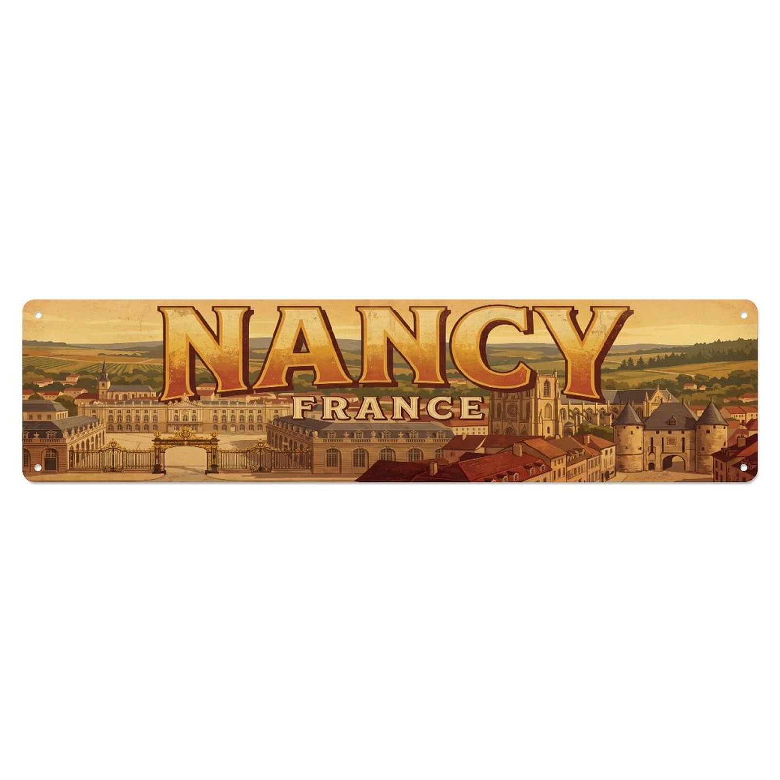 Vintage Travel France Nancy Metal Tin Sign